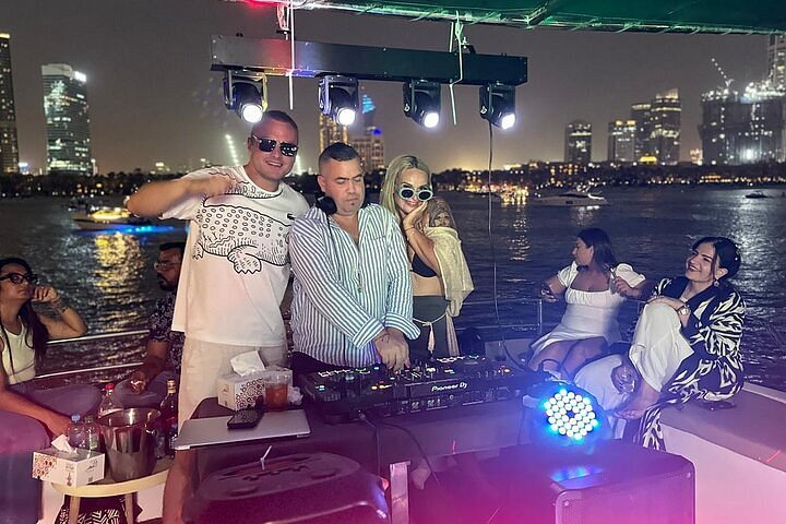 DJ playing music on a yacht